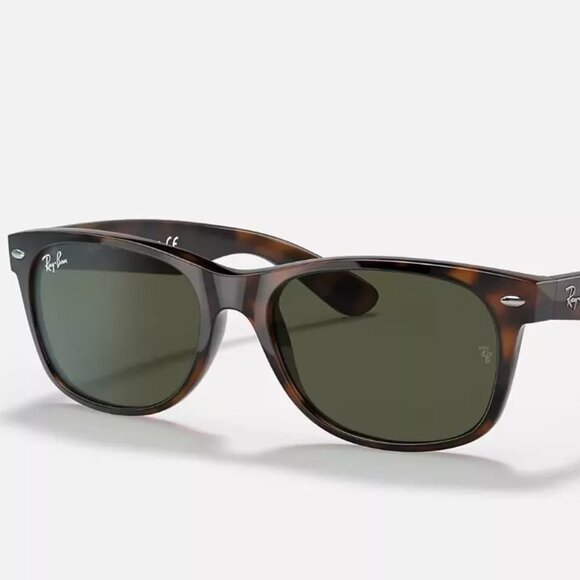 Ray-Ban RB2132 New Wayfarer Sunglasses Tortoise / Green G-15 Lens - Picture 1 of 4